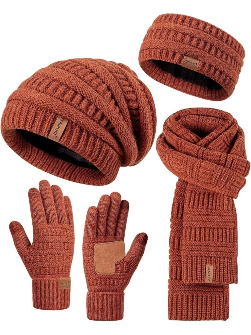 Cozy Women's Winter Beanie, Scarf & Gloves Set - Slouchy Knit Ear Warmer Gift